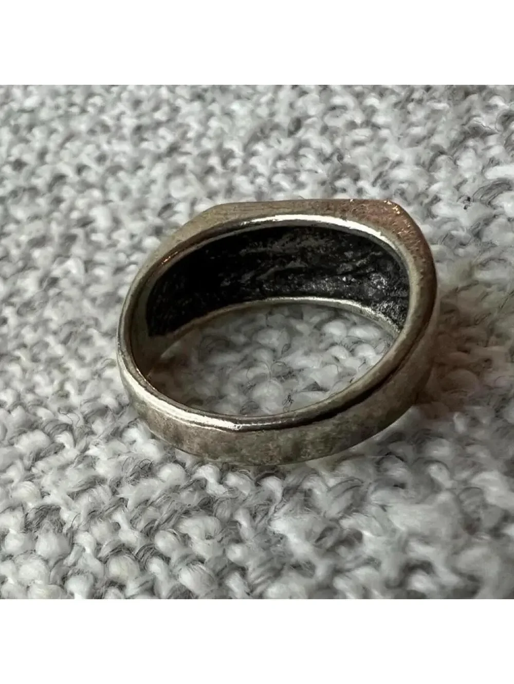 Men's Silver Tone and Black Ace of Spade Ring